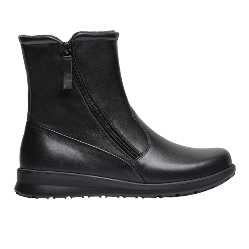 Bota con 2 cremalleras, 110-Cuero liso, negro