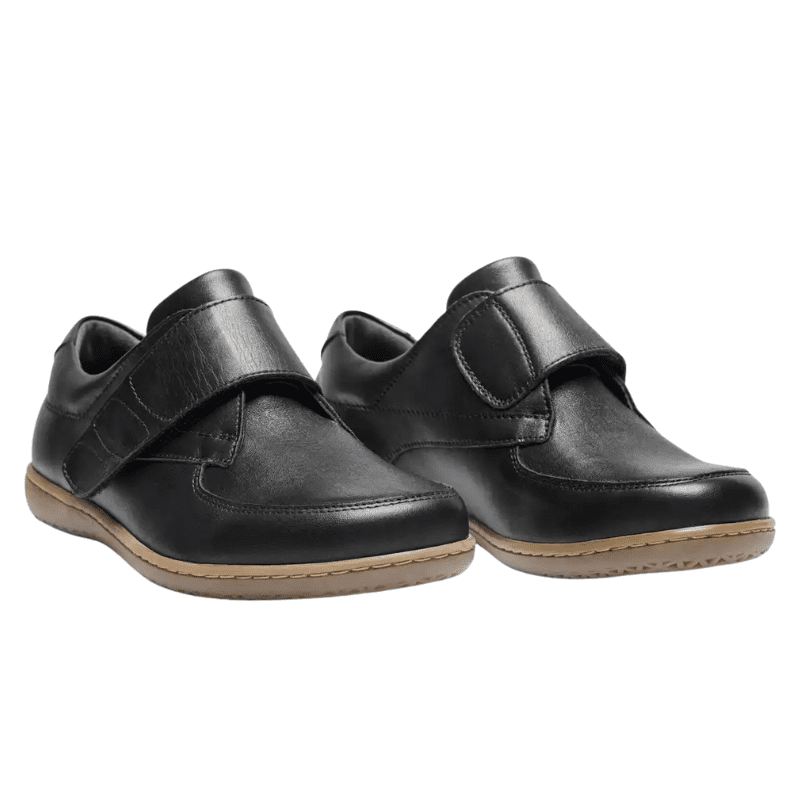 New Feet damesko med velcro - Sort læder