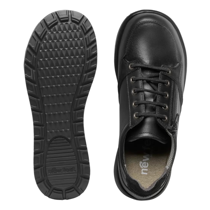 New Feet zapato de mujer con cordones y cremallera - Negro