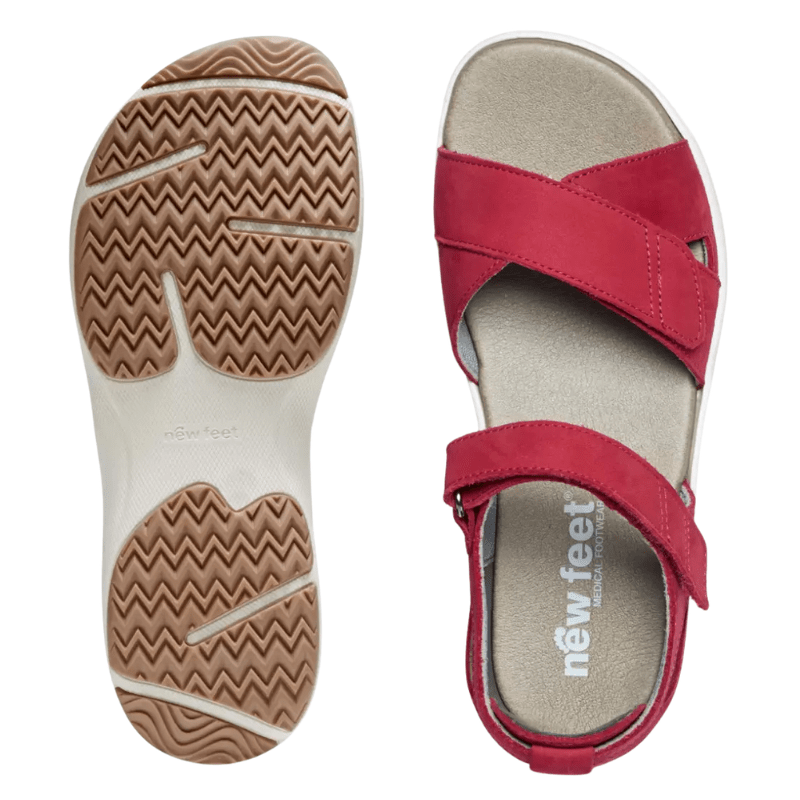 New Feet damesandal med hælkappe - Rød