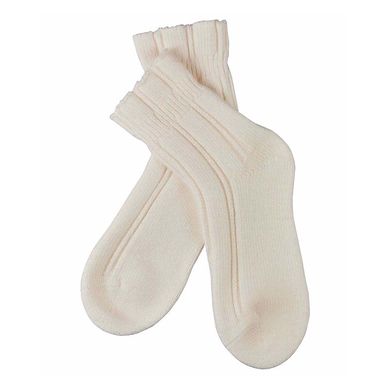 Natsokker med angora - Råhvid - Seniorshop