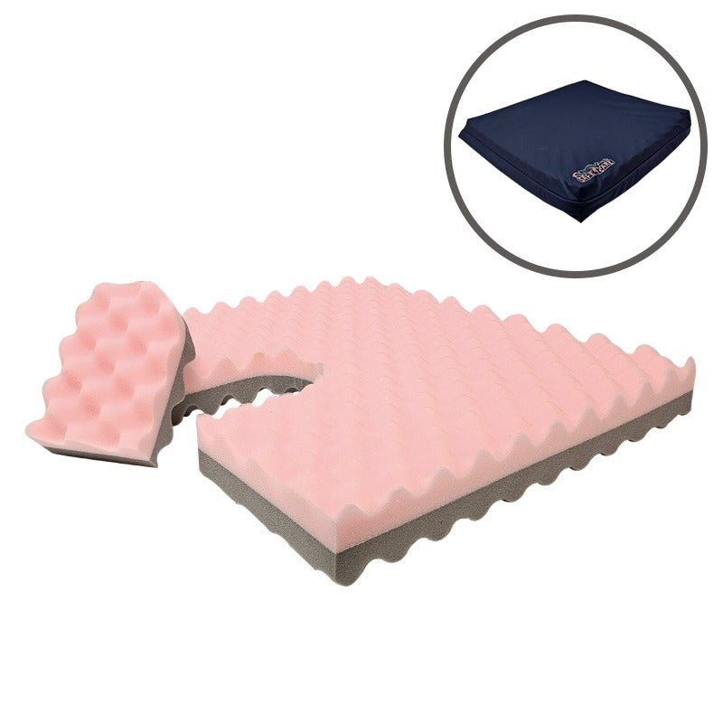 Trykaflastende siddepude med halebensudskæring - Seniorshop