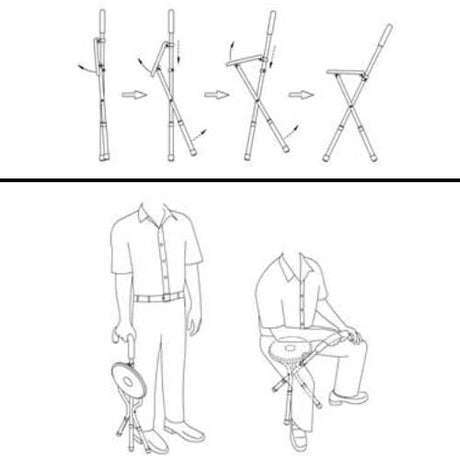 Bastón con asiento y 3 patas regulables