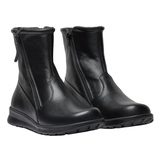 Bota con 2 cremalleras, 110-Cuero liso, negro