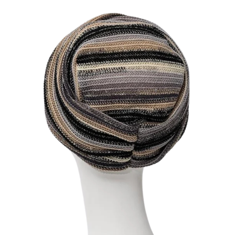 Zoya turbante - Black Autumn Stripes