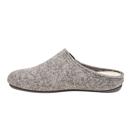 Zapatilla de casa gris Bella Moda de lana vista del otro lado sin correa