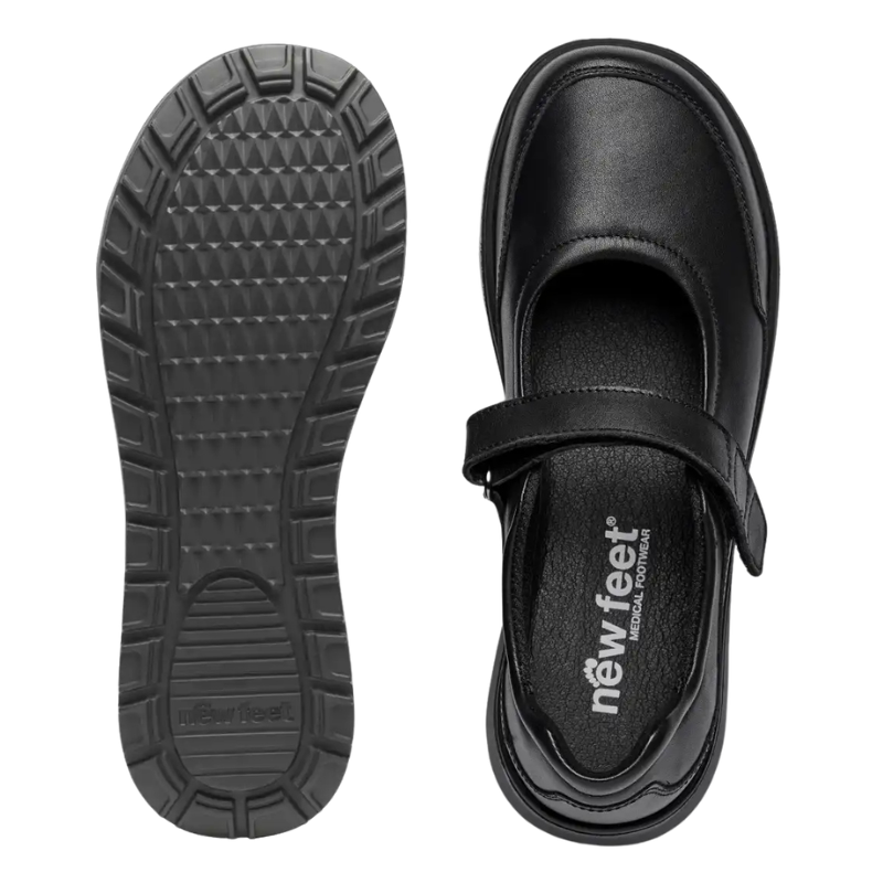 New Feet ballerina con velcro - Negro
