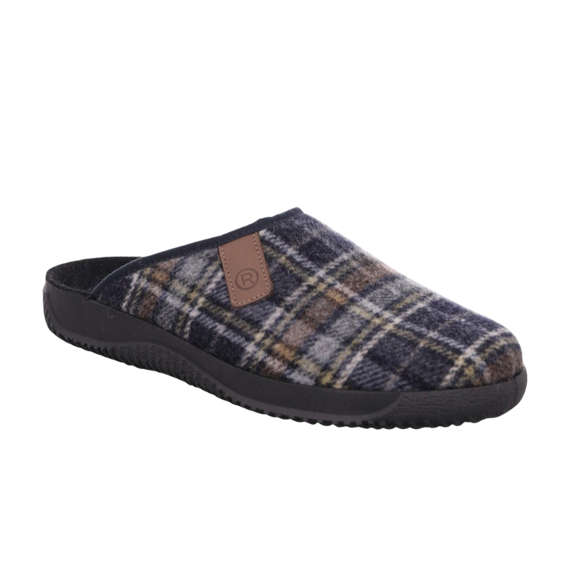 Rohde zapatillas de casa para hombre a cuadros - Azul