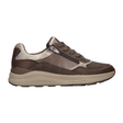 Zapatilla deportiva de mujer Waldläufer marrón, vista lateral, con cordones y cremallera lateral