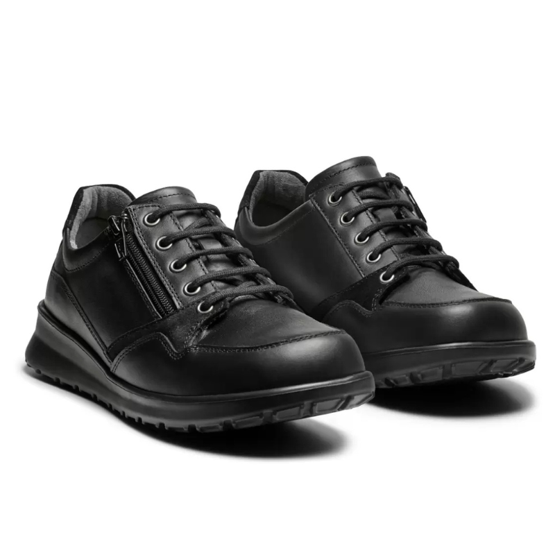 New Feet zapato de mujer con cordones y cremallera - Negro