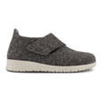 Zapatilla de casa New Feet gris antracita de lana con tira de velcro ancha, vista lateral