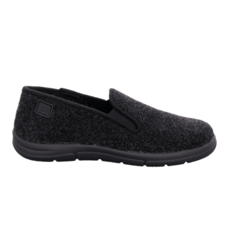 Zapatilla de hombre Rohde negra de fieltro con abertura elástica, vista lateral