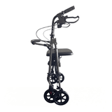 Andador Ibis gris plegado visto de lado, mostrando su diseño compacto