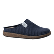 Zapatilla de hombre Rohde azul oscuro con superficie acanalada y suela marrón, vista lateral