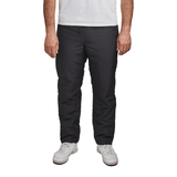 Vista frontal de pantalones de ocio Dobsom negros con cintura elástica y cordón
