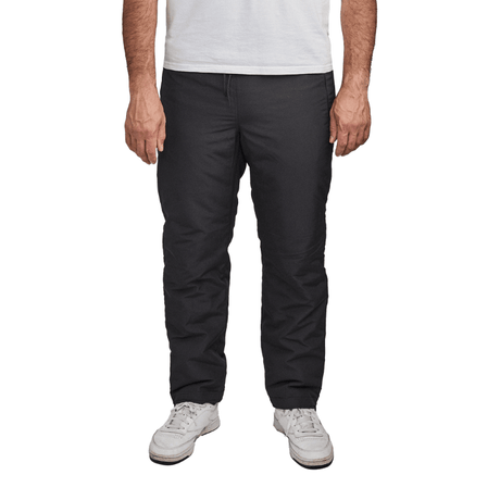 Vista frontal de pantalones de ocio Dobsom negros con cintura elástica y cordón