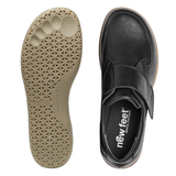New Feet damesko med velcro - Sort læder