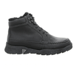 Bota de hombre Waldläufer negra de cuero napa con cordones y forro cálido, vista de lado