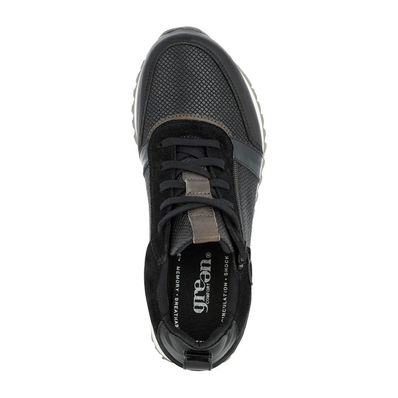 Retro sneaker, Negro, Green Comfort