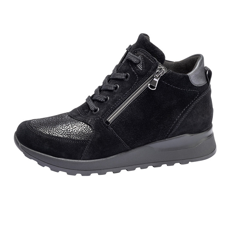 Bota de mujer en Nubuck, Negro, Waldläufer
