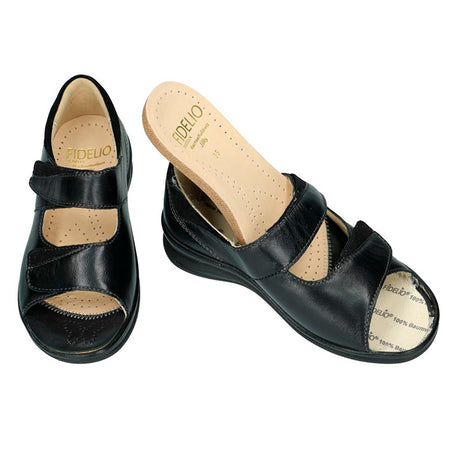 Sandalia de mujer con talonera, Negro, Fidelio