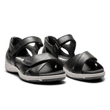 New Feet damesandal i læder - Sort - Seniorshop
