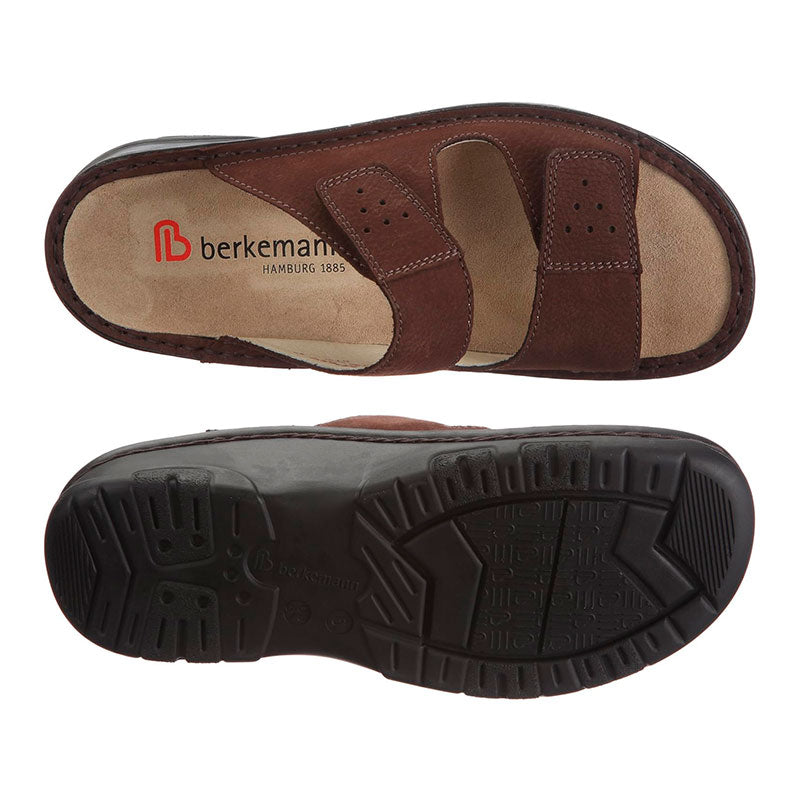Sandalia para hombre en nubuck, Marrón, Berkemann