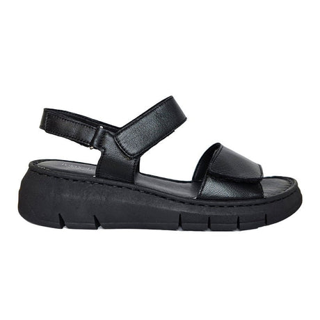 Relaxshoe damesandal med kilehæl - Sort - Seniorshop