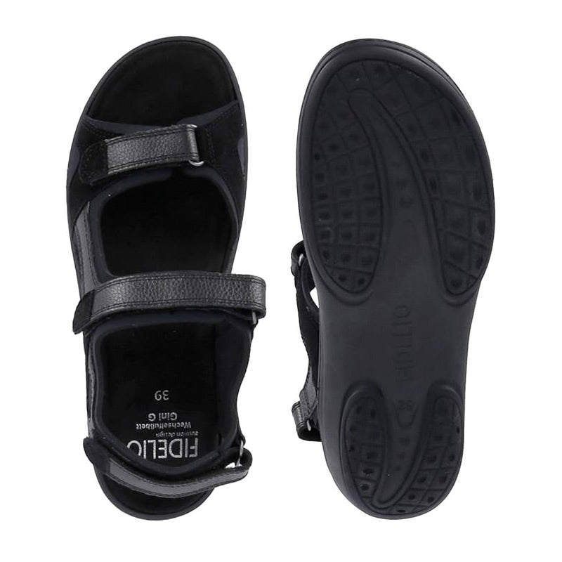 Fidelio damesandal - Sort læder - Seniorshop