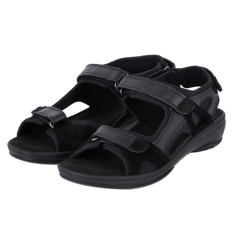 Fidelio damesandal - Sort læder - Seniorshop
