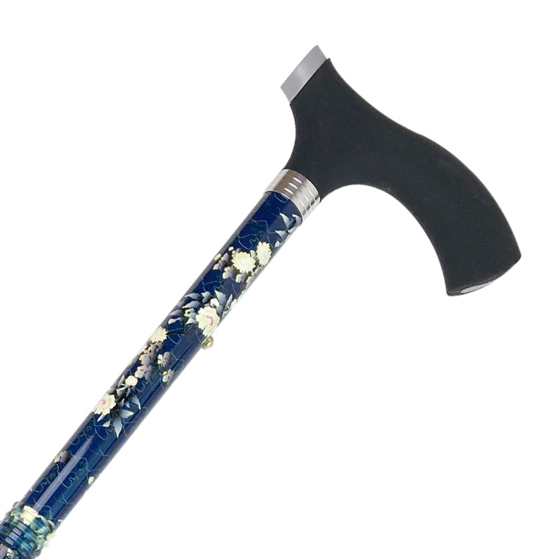 Bastón, Plegable, Azul con flores