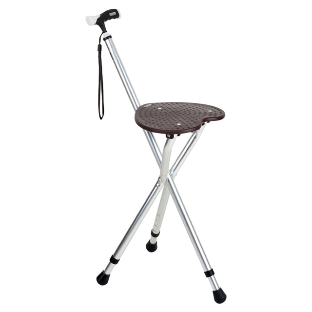Bastón con asiento y 3 patas regulables