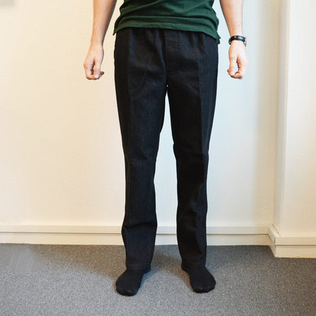 Jeans med elastik i taljen - Koksgrå/sort - Seniorshop