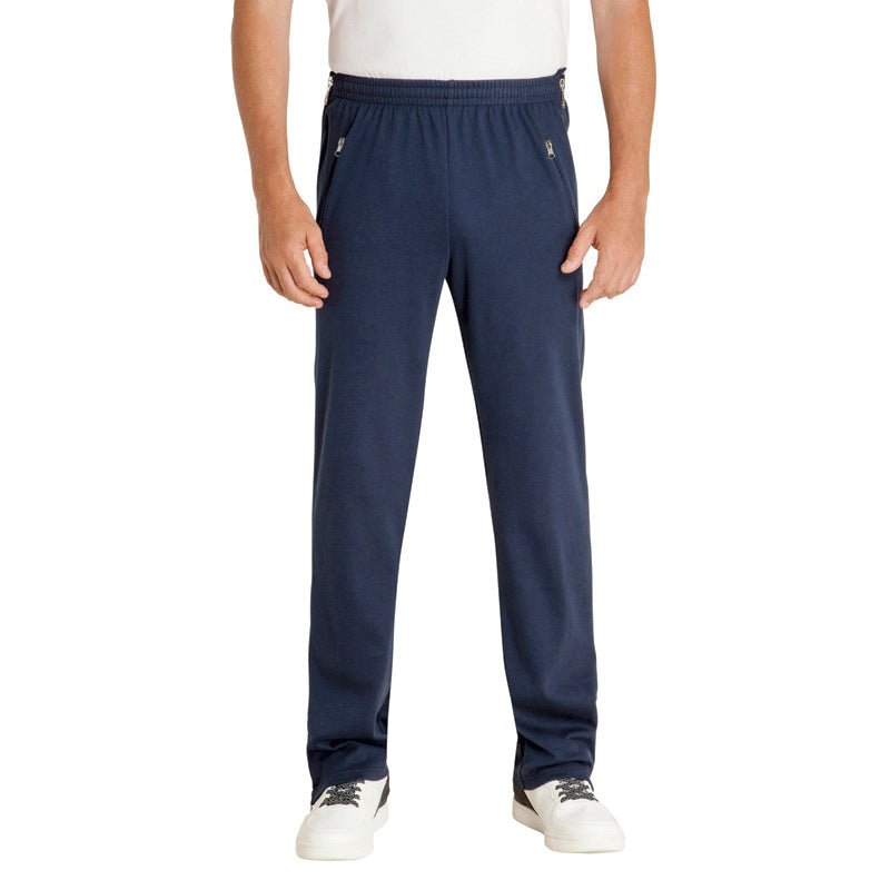 Joggingbukser med lynlås - Blå - Seniorshop
