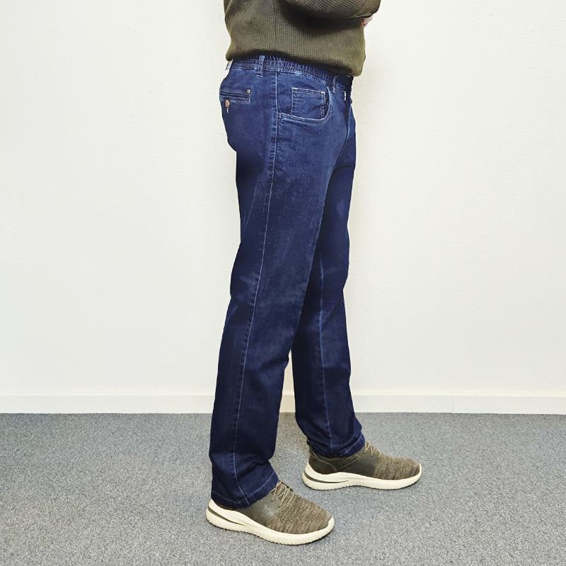 Jeans med elastik og stræk - Mørkeblå - Seniorshop
