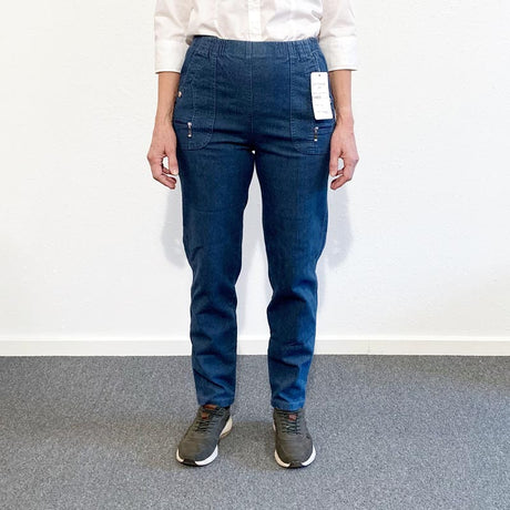 Damebukser med elastikkant - Blå denim - Seniorshop