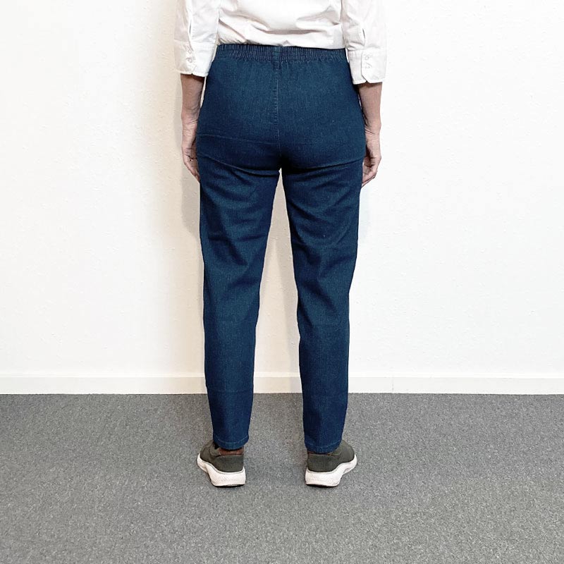 Damebukser med elastikkant - Mørk denim - Seniorshop