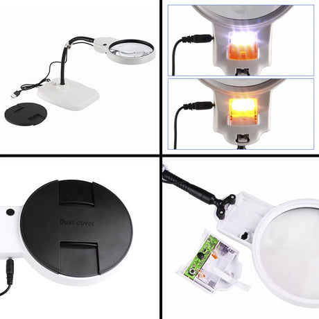 Fleksibel bordlup med LED - 2x/6x forstørrelse