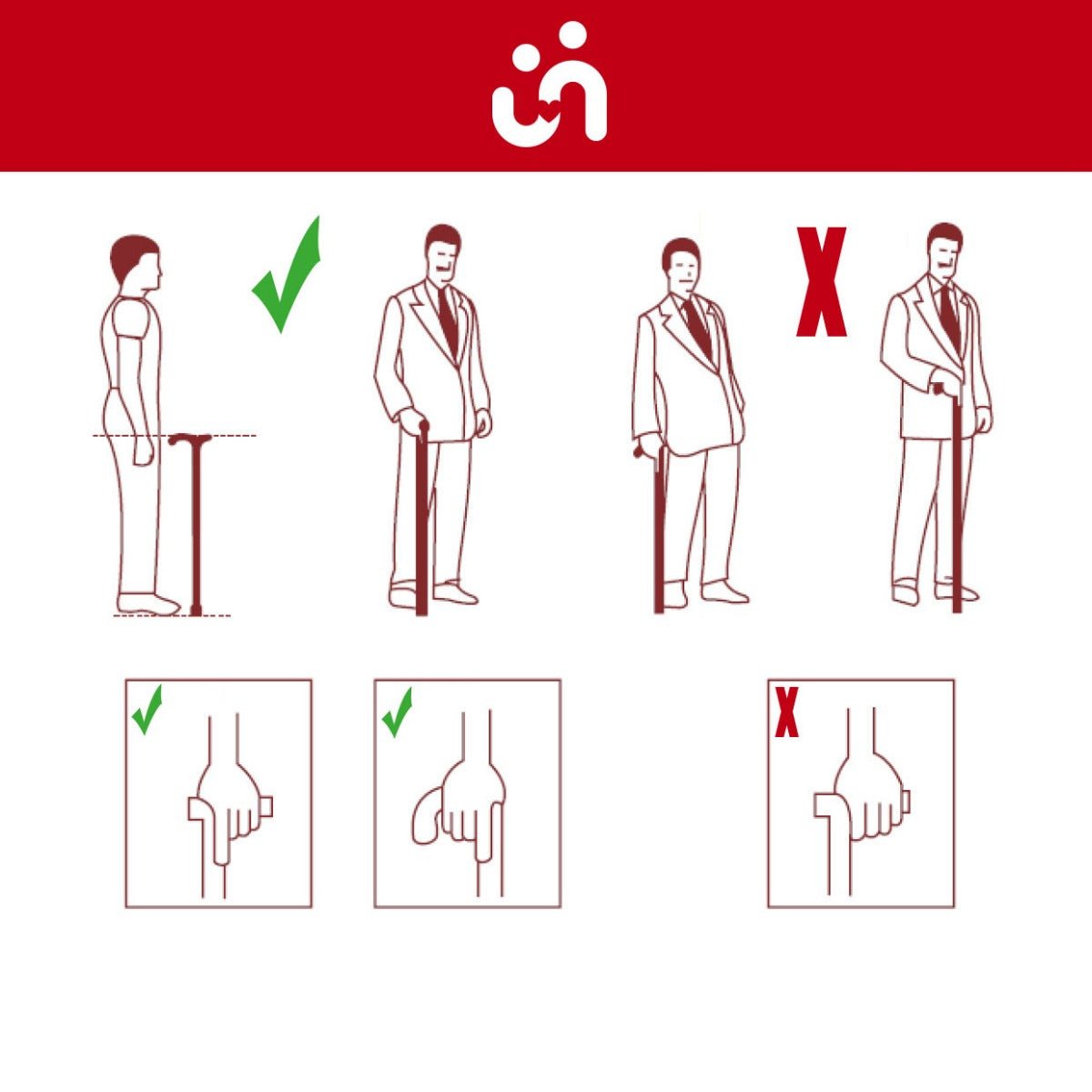 Anatomisk stok - Lilla mønster - Seniorshop